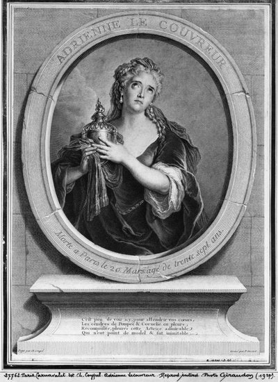 Adrienne Lecouvreur (1692-1730), graviert von Pierre Drevet von Charles Antoine Coypel